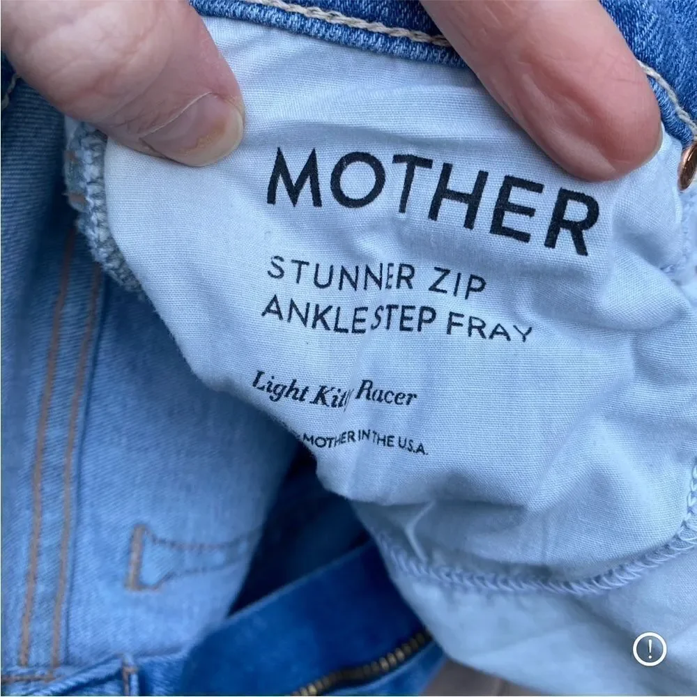 Mother stunner zip ankle step fray skinny jeans size 24